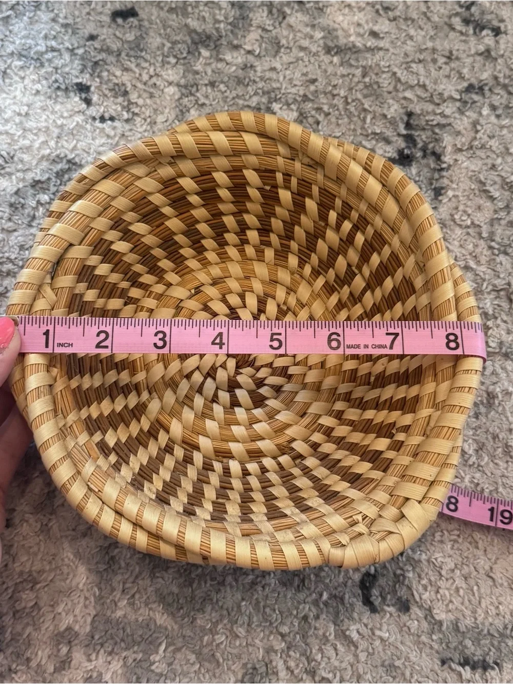 Low country Gullah sweetgrass basket bowl multicolored 8.5 inches across